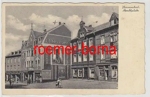 84317 Ak Hermeskeil Marktplatz mit Gasthöfen, Kaufhaus und Bäckerei 1938