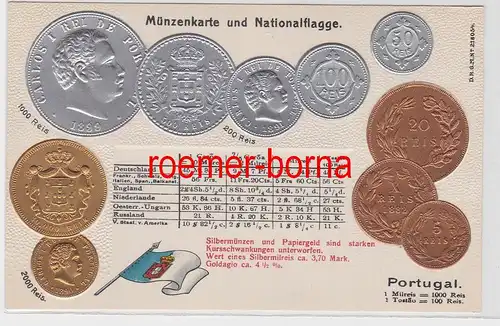 83139 Präge Ak mit Münzabbildungen Portugal um 1920