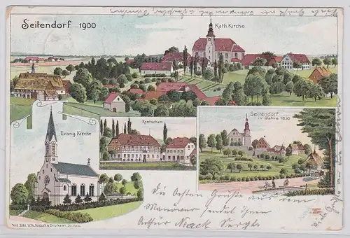 91955 Ak Lithographie Seitendorf Zatonie Kretscham usw. 1901