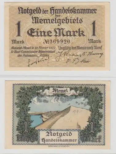 1 Mark Banknote Notgeld Memelgebiet Memel 22. Februar 1922 (135751)