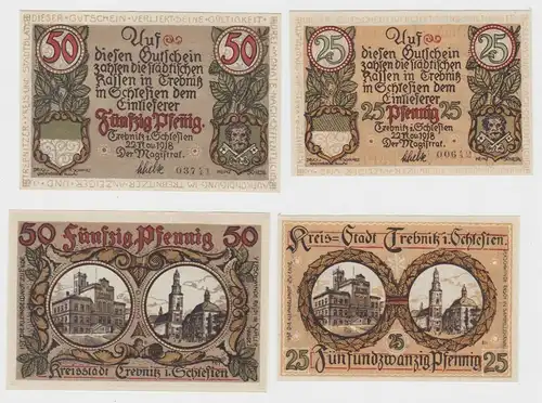25 + 50 Pfennig Banknote Notgeld Stadt Trebnitz Trzebnica 22. Nov. 1918 (135757)