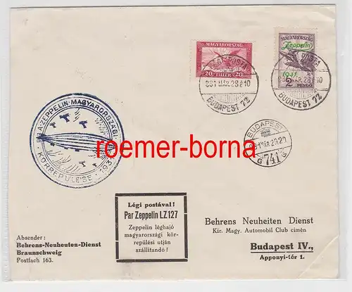 82900 seltener Brief ZEPPELINPOST 1931 Ungarnfahrt mit Zeppelinmarken