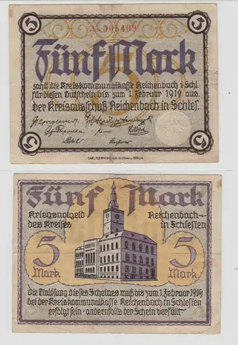5 Mark Banknote Großnotgeld Kreis Reichenbach (Schlesien) (137690)