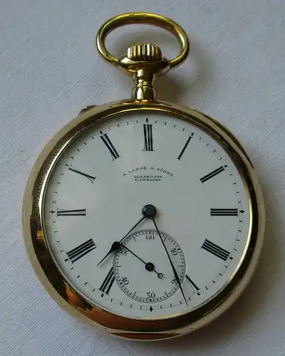 Lépine Taschenuhr A.Lange & Söhne Glashütte 1 A 750er Gold um 1900 (108709)
