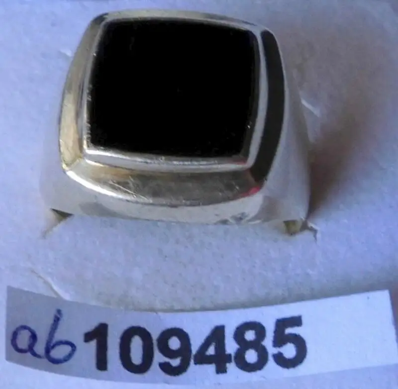 Goldener Herren Ring 585er Gold mit schwarzem Stein (109485) 0