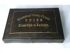 Goldene Taschenuhr Uhrenfabrik Union Glashütte 1 A um 1900 im Originaletui