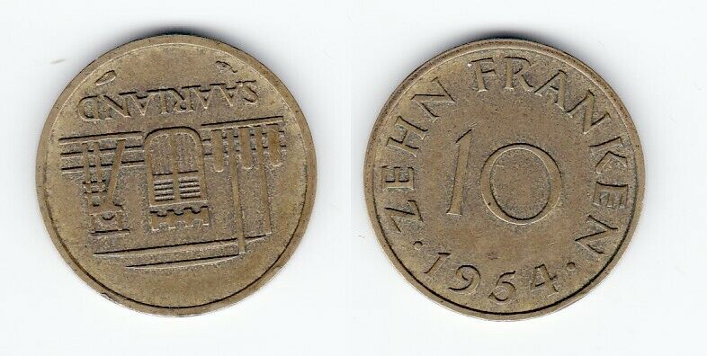 10 Franken Messing Munze Saarland 1954 Nr Oldthing Munzen Ab 1945 Saarland