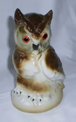 Schöner alter Rauchverzehrer Porzellan Eule Höhe 16 cm um 1930 (114086)