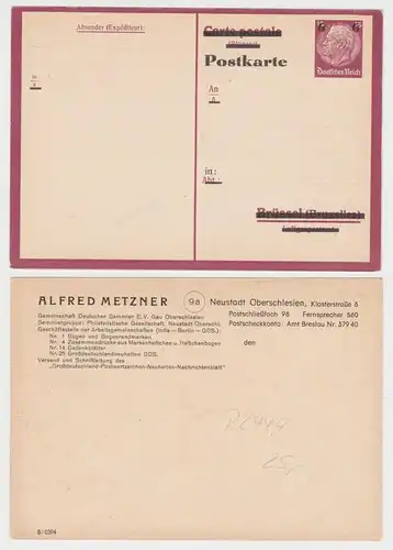 97272 Ganzsachen Postkarte P244A Zudruck Alfred Metzner Neustadt Oberschlesien