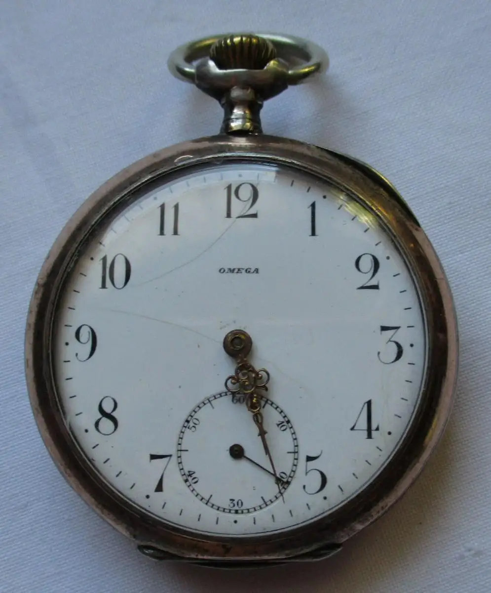 elegante Lépine Herren Taschenuhr Omega 800er Silber um 1920 (124512) 0