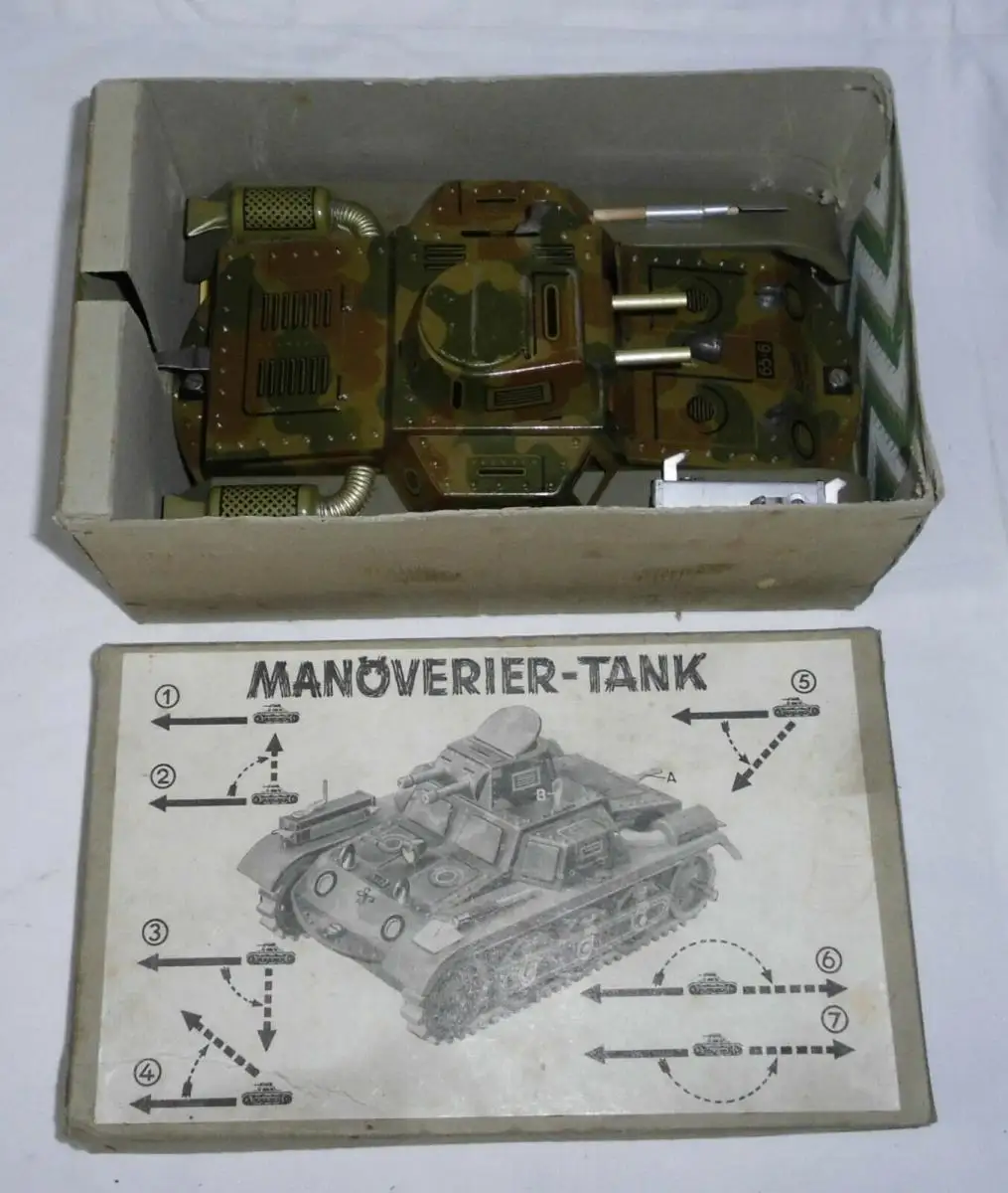Blechspielzeug Gescha Patent Manöverier-Tank Panzer TOP Zustand in OVP (116060) 0