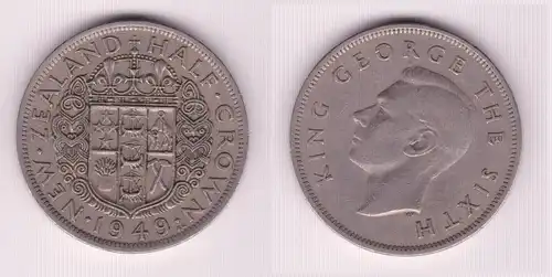 1/2 Crown Kupfer-Nickel Münze Neuseeland 1949 (154959)