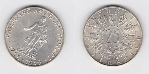 25 Schilling Silber Münze Österreich Mozart 1956 vz (156400)