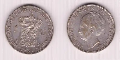 1 Gulden Silber Münze Niederlande 1931 (155418)