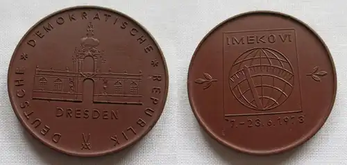 DDR Porzellan Medaille IMEKO VI 17.-23.06.1973 Dresden (149492)