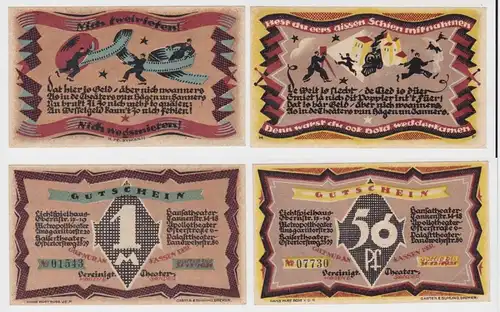 50 Pfennig & 1 Mark Banknoten Bremen Vereinigte Theater Hagen & Sanders (138500)