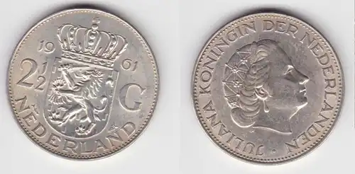2 1/2 Gulden Silber Münze Niederland 1961 (155265)