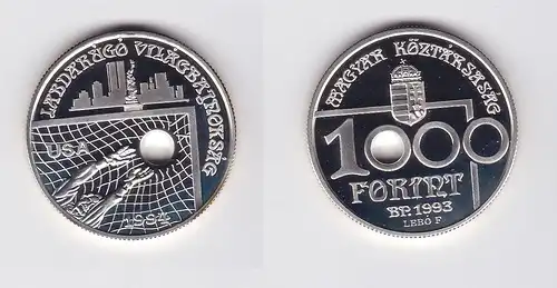 1000 Forint Silber Münze Ungarn 1993 Fussball WM USA 1994 (123238)