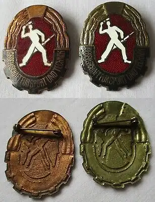 altes emailliertes DDR Mehrkampfabzeichen der GST in Bronze und Gold (148209)