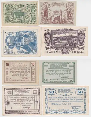 10,10,50 und 50 Heller Banknoten Notgeld Gemeinde Wilhering 1920 (154712)