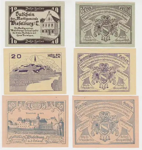 10,20 und 50 Heller Banknoten Notgeld Marktgemeinde Wieselburg 1920 (154772)