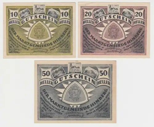 10,20 und 50 Heller Banknoten Notgeld Gemeinde Himberg 1920 (154753)