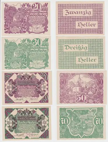 20,30,50 & 70 Heller Banknoten Notgeld Gemeinde Vorderstoder 1920 (154488)