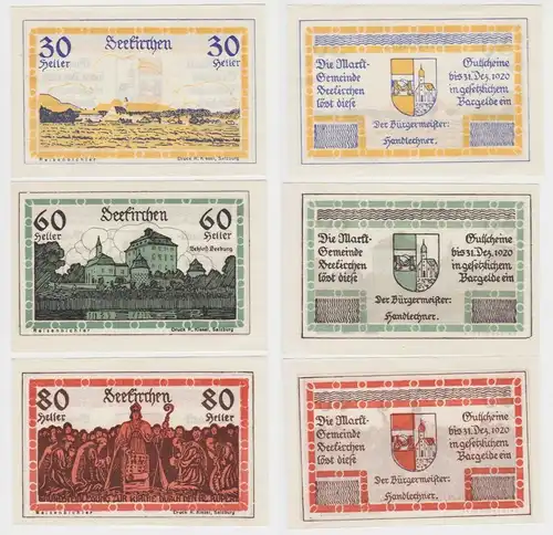30,60 und 80 Heller Banknoten Notgeld Gemeinde Seekirchen 1920 (154528)