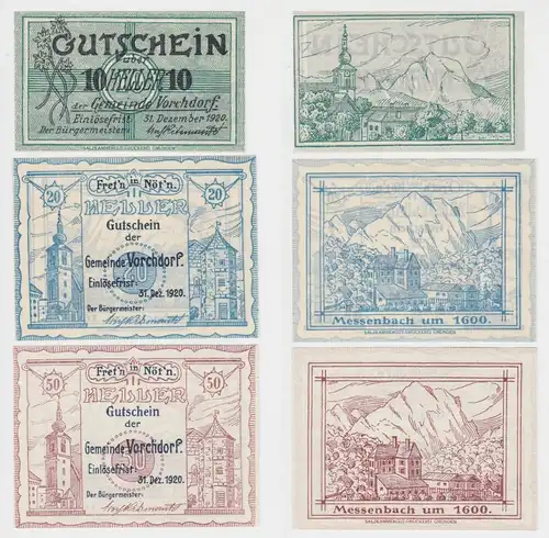 10,20 und 50 Heller Banknoten Notgeld Gemeinde Vorchdorf 1920 (154632)