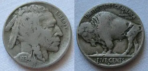 5 Cents Kupfer Nickel Münze USA 1935 Buffalo Indianer (115388)