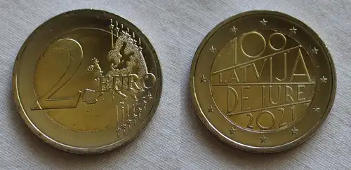 2 Euro Gedenkmünze Lettland De Iure 100 2021 Stgl. (159601)