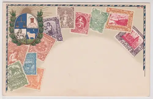 41548 Briefmarken Ak mit Briefmarken von Uruguay um 1900