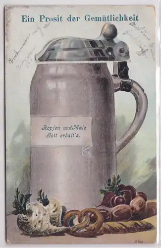 901947 Bier Humor Ak Ein Prosit der Gemütlichkeit 1907