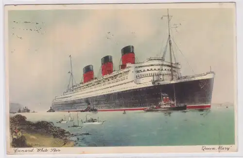 902034 Ak Cunard White Star Line Dampfer "Queen Mary" 1949
