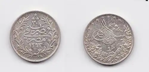 2 Qirsh Silber Münze Ägypten  vz Abdul Hamid II. 1293/30H 1876 (118218)