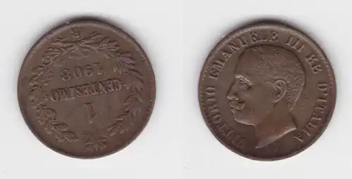 1 Centesimo Kupfer Münze Italien 1908 (143406)