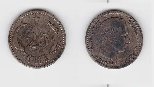 25 Öre Silber Münze Dänemark 1900 Delphin (130423)