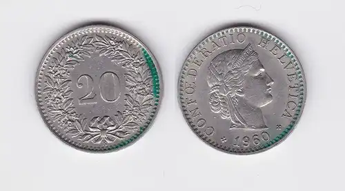 20 Rappen Kupfer Nickel Münze Schweiz 1960 B (118607)