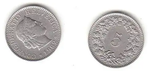 5 Rappen Nickel Münze Schweiz 1962 B (113899)