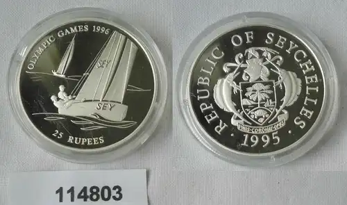 25 Rupees Silbermünze Seychellen Olympiade 1996 Atlanta Segler 1995 (114803)