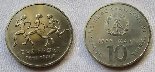 DDR Gedenk Münze 10 Mark 40 Jahre DDR Sport 1988 (122900)