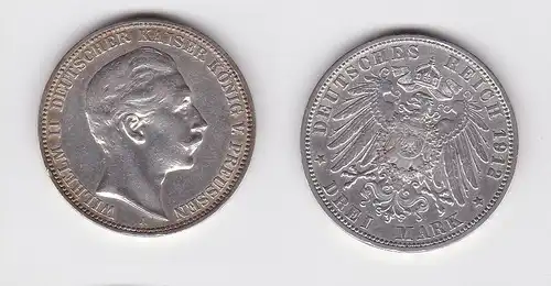 3 Mark Silbermünze Preussen Kaiser Wilhelm II 1912 Jäger 103  (124398)