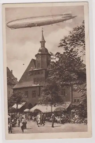 900185 Ak Zeppelin über Jena am Markt Ratswein Zeise 1930