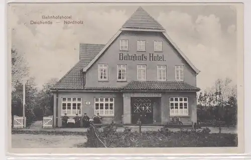 900410 Ak Deichende Nordholz Bahnhofshotel 1928