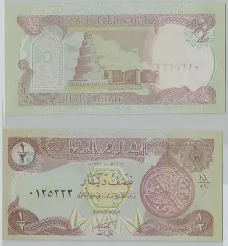 1/2 Dinar Banknote Iraq Irak 1993 P78 (153892)