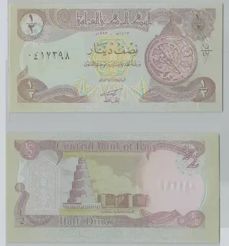 1/2 Dinar Banknote Iraq Irak 1993 P78 (153756)