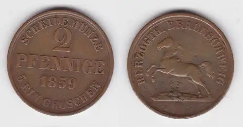 2 Pfennig Kupfer Münze Braunschweig 1859 (143076)