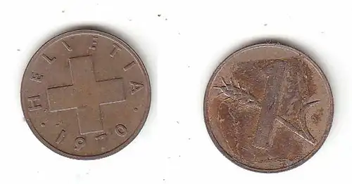 1 Rappen Kupfer Münze Schweiz 1970 B (115357)