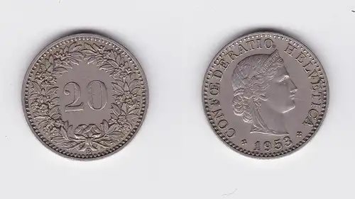 20 Rappen Kupfer Nickel Münze Schweiz 1953 B (117988)