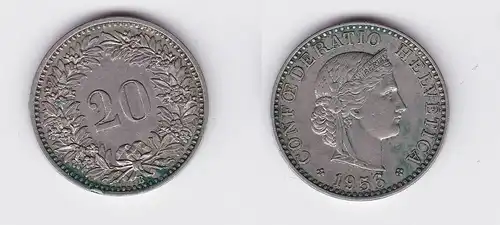 20 Rappen Kupfer Nickel Münze Schweiz 1956 B (117701)